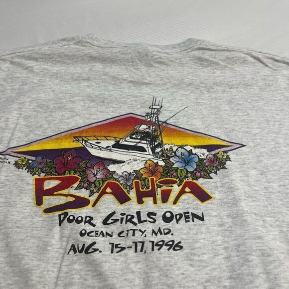 Bahia Poor Girls Open Fishing Fish VTG Single Stitch T-Shirt Size XL - Picture 1 of 7